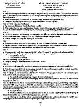 Kỳ thi học sinh giỏi cấp trường Sinh học 10 (Có đáp án) - Năm học 2012-2013 - Trường THPT Kỳ Lâm